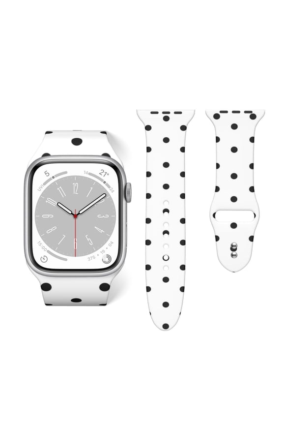 Black And White Polka Dot Pattern Soft Silicone Sport Band Replacement Strap For Apple Watch 38mm 40mm 42mm 44mm, Compatible With Series Se 7 6 5 4 3 2 1, For Women And Men