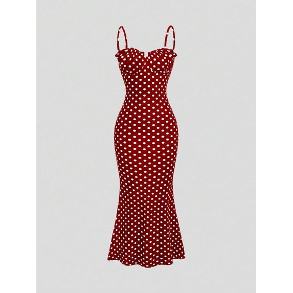 Black & White Polka Dot Sexy Casual Backless Sleeveless Spaghetti Strap Dress for Women Spring Summer