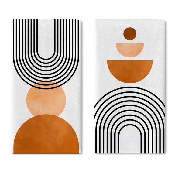 Black White Polka Dots Kitchen Dish Towels Set of 2, Spots Doodle Drying Hand Towel Baking Cooking Cloth, Modern Art Bathroom Home Decoration 18 x 26 Inches