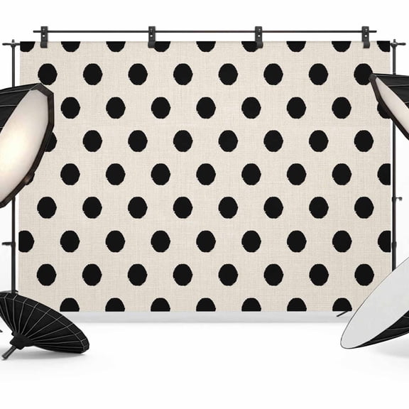 Black White Polka Dots Photography Backdrop 7x5FT, Cute Solid Color Linen Photo Backdrops, Background for Photography Studio Photo Studio Background, Back Drop for Photoshoot