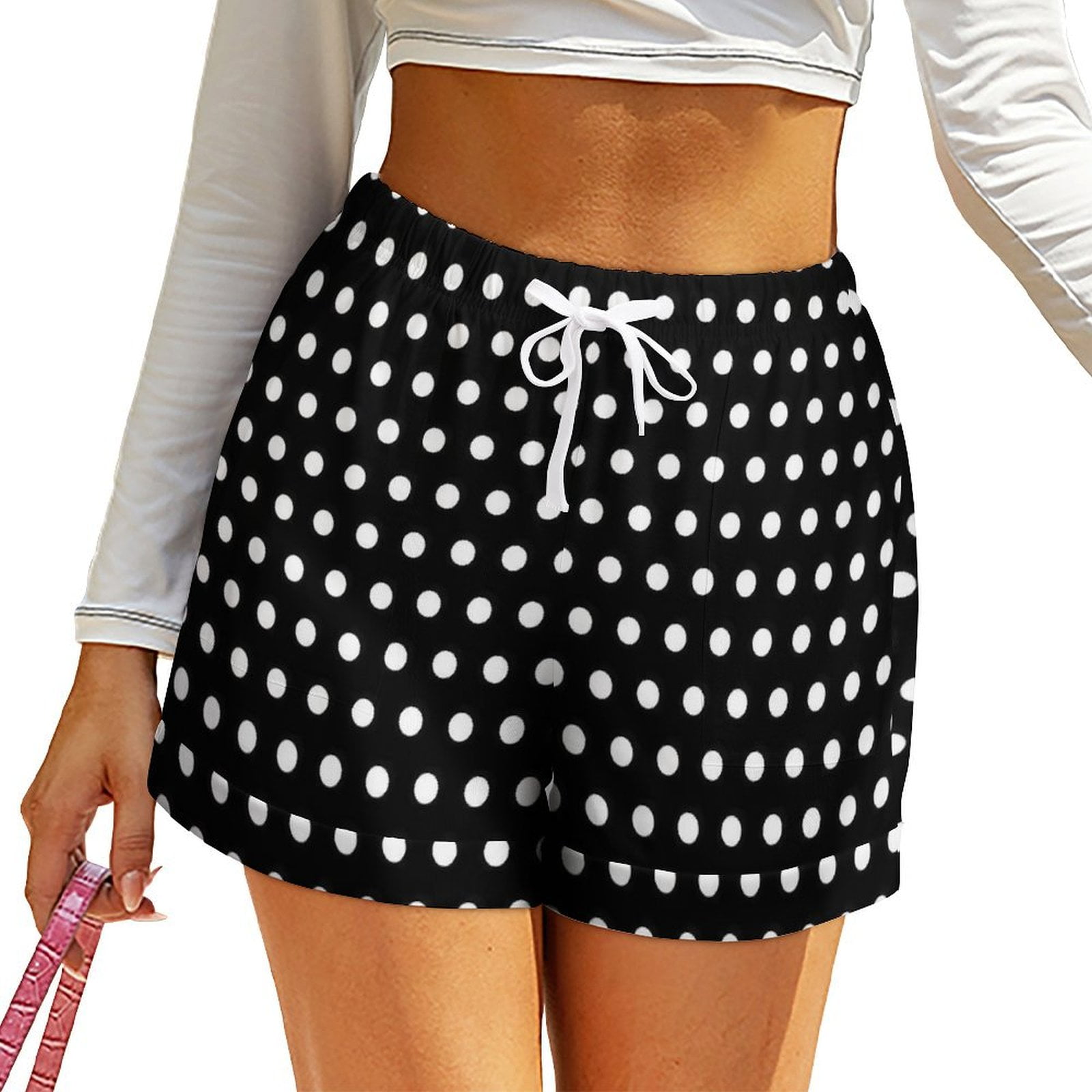 Black White Polka Dots Shorts Women Retro Print Casual Printed Shorts