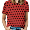thumbnail image 1 of Black White Polka Dots T-Shirt O Neck Retro Print Big Size T-Shirts Short Sleeve Tees Womens Pretty Design Clothing, 1 of 5
