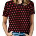 thumbnail image 1 of Black White Polka Dots T-Shirt O Neck Retro Print Big Size T-Shirts Short Sleeve Tees Womens Sexy Pretty Design Clothin, 1 of 5