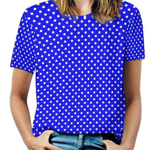 Black White Polka Dots T-Shirt O Neck Retro Print Big Size T-Shirts Short Sleeve Tees Womens Sexy Pretty Design Clothin