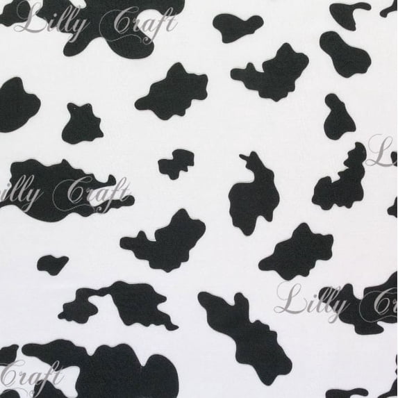 Black White Poly Cotton Cow Print 60 Inch Fabric By the Yard
