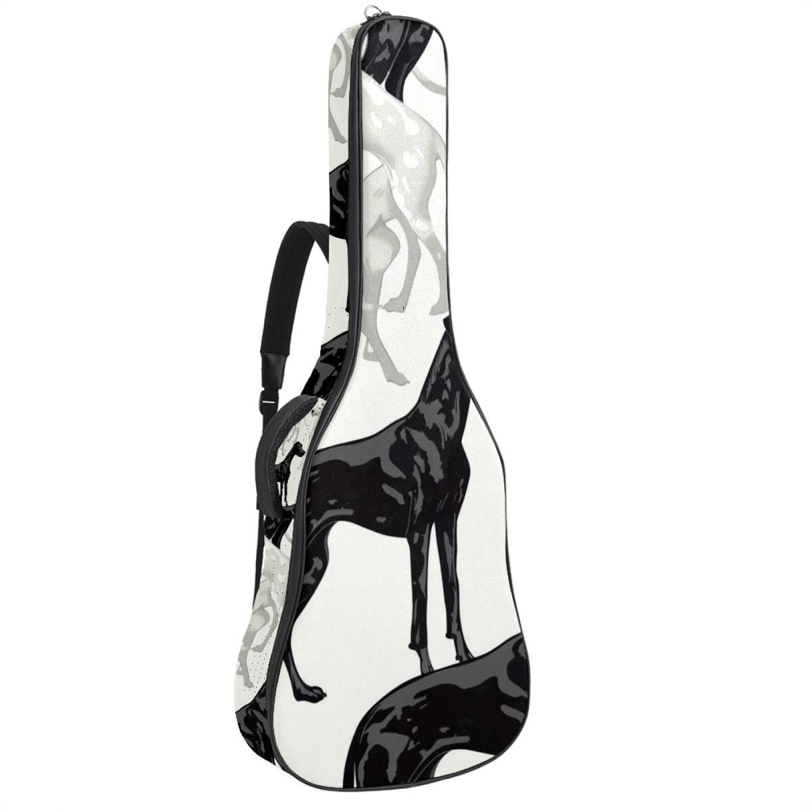 Black & White Poodle Dogs Acoustic Guitar Bag with 2 Pockets Adjustable