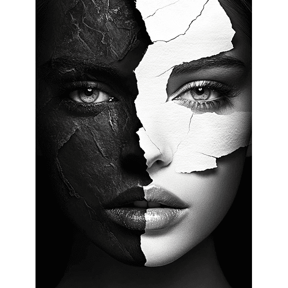 Black and White Portrait Decorative Painting/Canvas Art Suitable for Decorating Living Room Bedroom Office Study Dining Room Kitchen Hallway Gallery Apartment and Studio.
