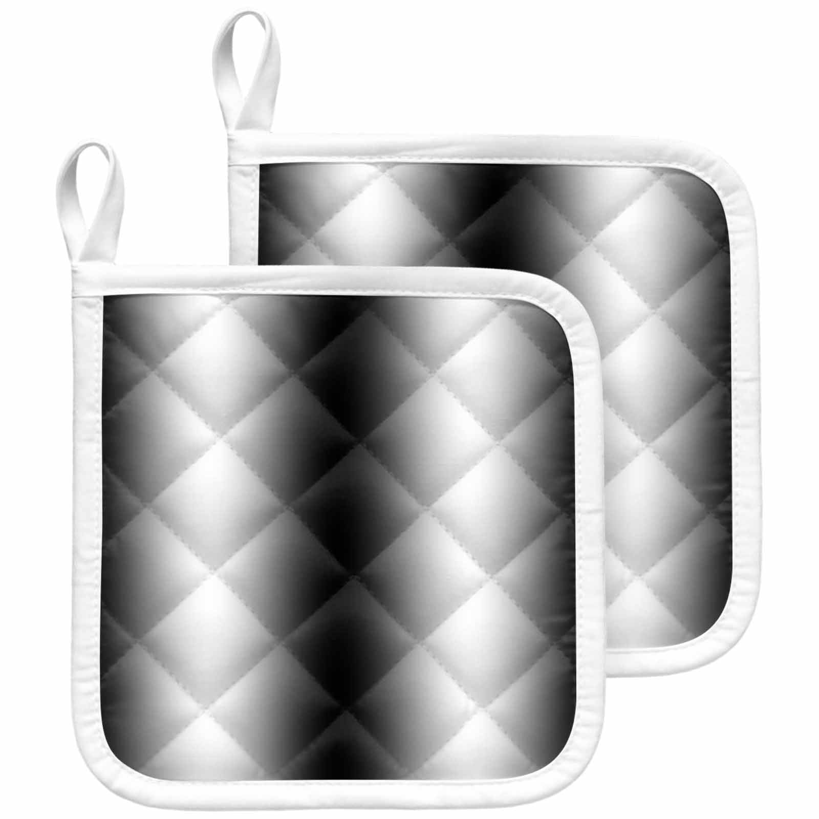 Black White Pot Holders for Kitchen Heatproof Potholder, 2 Pack Gradient Gray Monochrome Minimalist Stripe Hot Pads Multipurpose Oven Pads Cloth Potholders Trivet for Cooking and Baking