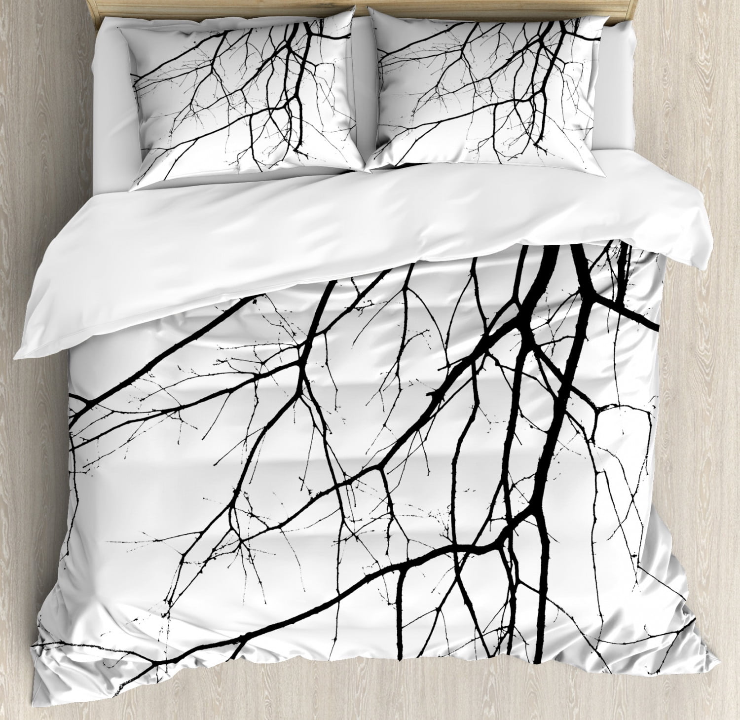 Black and White Queen Size Microfiber Duvet Cover Set
