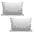 thumbnail image 1 of Black and White Quilted Pillowcover Set of 2, Monochrome Floral Framework Herbs Swirled Leaves Botanical Sketchy Bouquet, Standard Queen Size Pillow Cover Bedroom, 36" x 20", Black White, by Ambesonne, 1 of 1