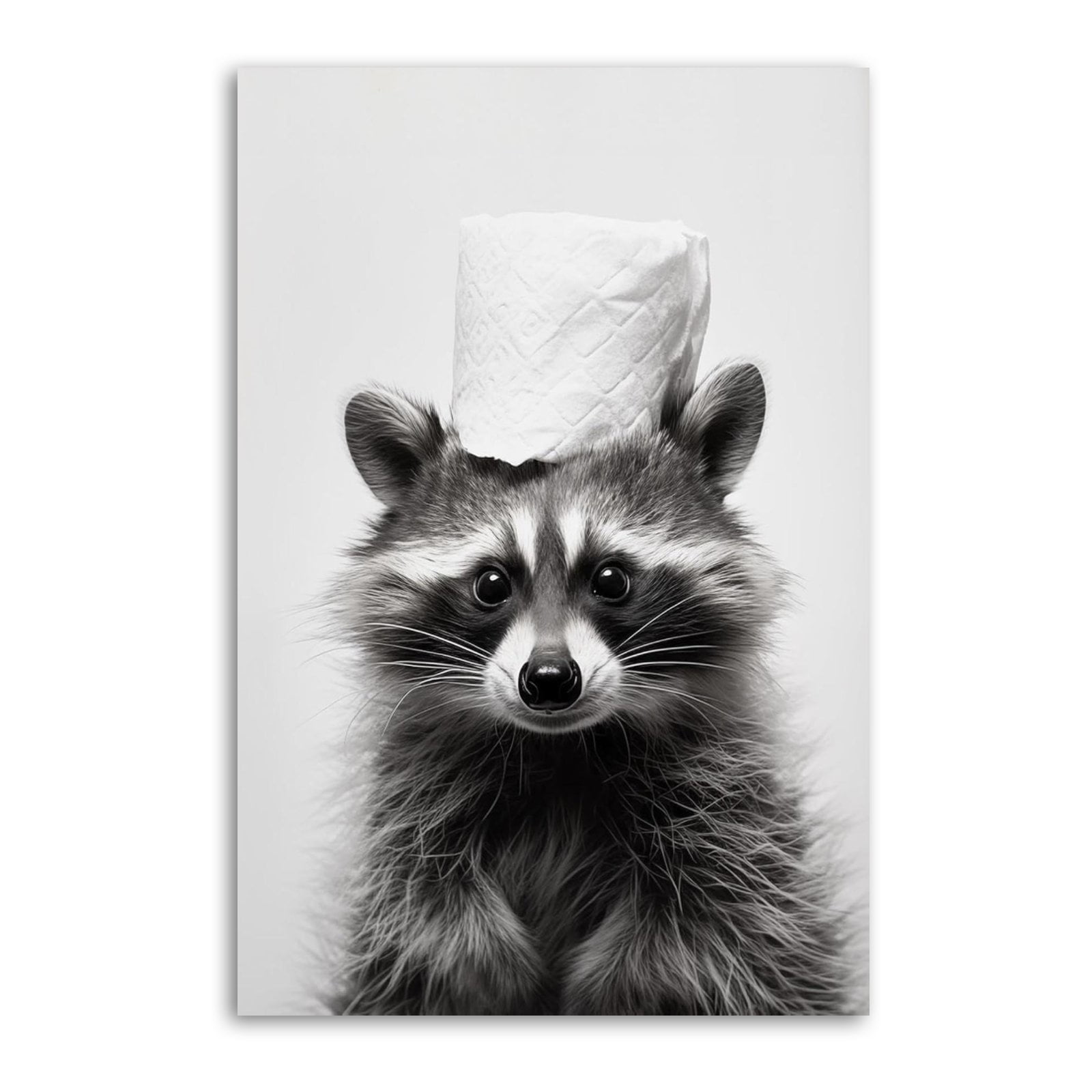 Black And White Raccoon Adorable Humor Bathroom Animal Picture Print ...