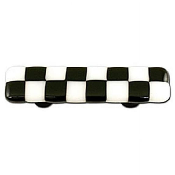 Black & White Rectangle Glass Cabinet Pull - Aluminum Post