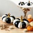 thumbnail image 1 of Black White Resin Pumpkin Figurines, Rustic Farmhouse Fall Table Decor, Thanksgiving Centerpiece Ornaments for Home Kitchen Mantel Shelf Display, Lazyguy, 1 of 7