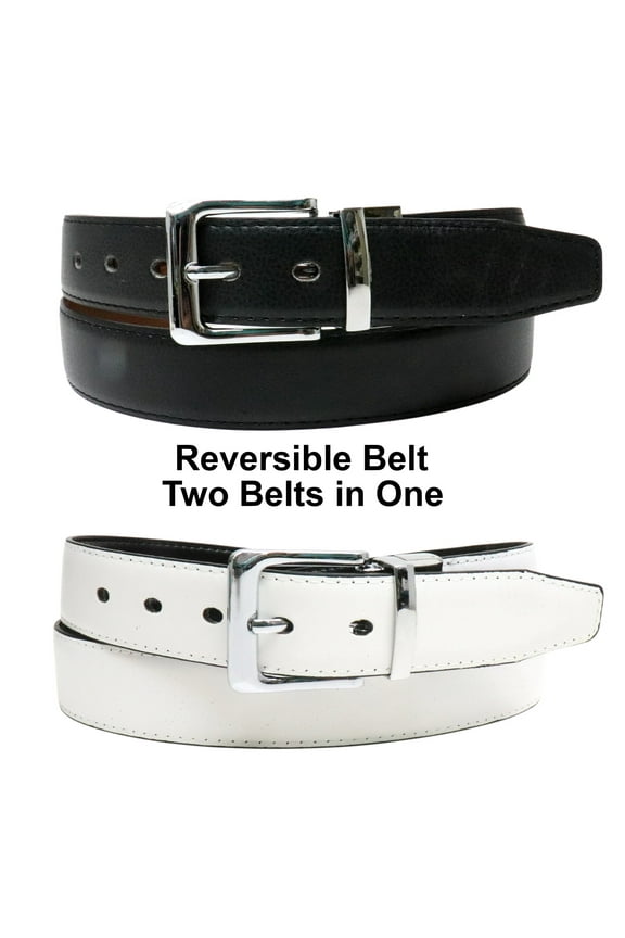 Black White Reversible Leather belt - Two Belts in One