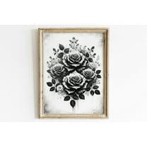 Black And White Rose Print, Rose Wall Art, Black Floral Art, Rustic Floral Decor, Modern Farmhouse Home Decor, Vintage Flower Art Wall Art, Modern Wall Decor, 8x12 UNFRAMED