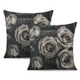 thumbnail image 1 of Black and White Rose Vintage Inspirational Love Flower Throw Pillow Covers 18 X 18 Inch, Set Of 2, Linen Study Sofa Cushion Cover Indoor Living Room Home Decor, 1 of 7
