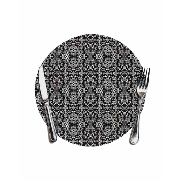 Black and White Round Placemats for Dinning Tables,Heat-proof Braided Table Mats 13 Inch,Modern Moroccan Geometric Abstract Art Washable Place Mat for Kitchen Restaurant Party Decor Table Setting