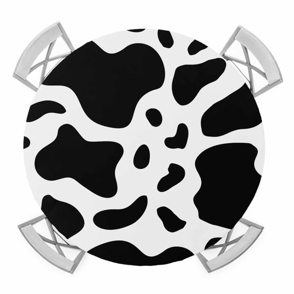 Black and White Round Tablecloth for 45-54 Inch Tables, Fitted Table ...