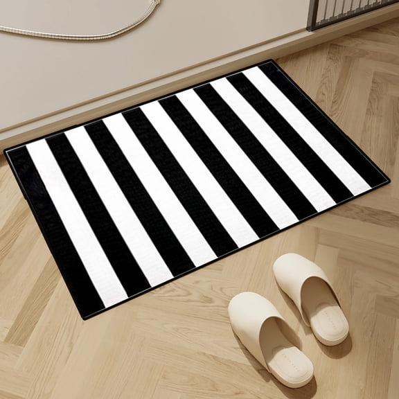 Black White Rug 15.7x23.6in Area Rug Woven Washable Striped Rugs Cotton Farmhouse Indoor Outdoor Rugs for Living Room Bedroom Entryway Porch Patio