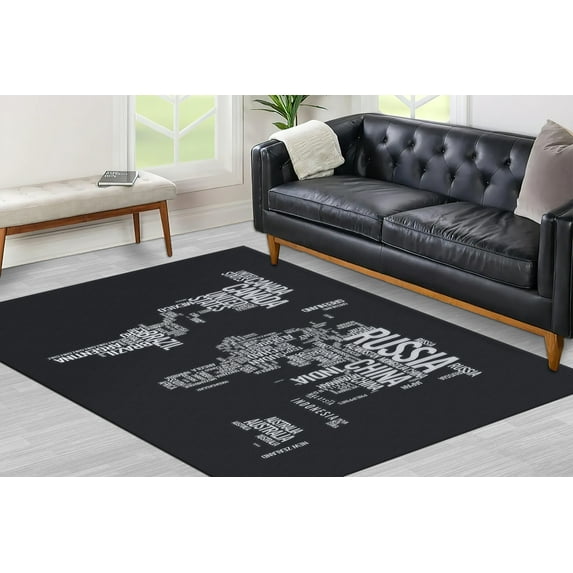 Black And White Rugs, Office Rug, Floor Rugs, Salon Rug, Machine Washable Rug, Map Rugs, Black Rugs, Rug, Indoor Rug, Home Decor, Large Rug, 2.6'x5' - 80x150 cm