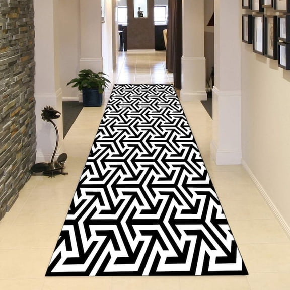 Black White Runner Rug, Arrow Runner Rug, Gift Hallway Rug, Long Rug, Hotel Carpet, Runner Gift, Cool Runner Rug, Non Slip Runner Rug, Area Rug Gift for Friends