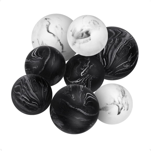 Black & White Set of 8 Small Marble Look Decorative Balls for Bowls  Decorative Orbs Spheres for Coffee Table Centerpiece, Dining Table, Living Room - Modern Bowl Fillers for Home