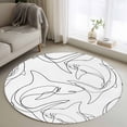 thumbnail image 1 of Black White Shark Round Area Rug 3Ft Washable Small Circle Rugs for Kitchen Entryway, Modern Line Abstract Art Non-Slip Carpet Floor Mats Indoor Outdoor Carpet Runner Aesthetic Home Decor, 1 of 8