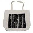thumbnail image 1 of Black and White Shopping Bag, Sketch Style Jungle with Long Tree Trunks and Birds Autumn Nature Doodle, Eco-Friendly Reusable Bag for Groceries Beach and More, 15.5" X 14.5", Cream, by Ambesonne, 1 of 2