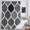 thumbnail image 1 of Black and White Shower Curtain for Bathroom, Bohemian Chic Geometric Pattern Modern Paisley Fabric Shower Curtains Set, Abstract Bohemia Restroom Decor Accessories with Hooks 72X84Inches, 1 of 6