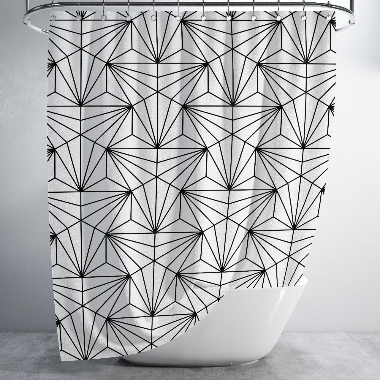 Black and White Shower Curtain for Bathroom Boho, Aesthetic Shower