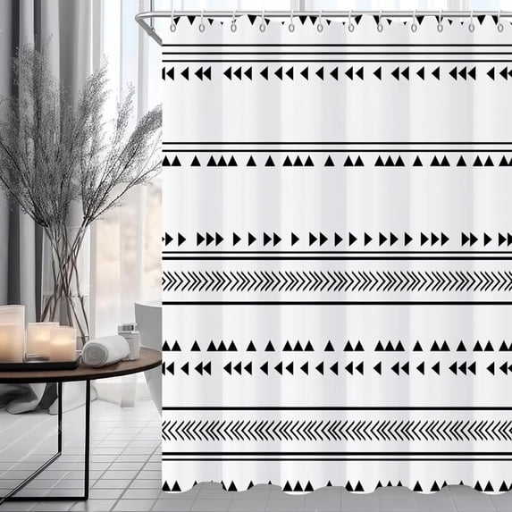 Black and White Shower Curtain for Bathroom Boho Extra Long Shower Curtains 84 Inches Bath Decor, Farmhouse Bathroom Curtains Set with 12 Hooks, Water Resistant, 72x84 Inch