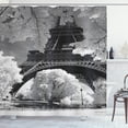 thumbnail image 1 of Black and White Shower Curtain, Eiffel Tower with Blossoming Trees Historical Paris Famous Landmark France, Fabric Bathroom Set with Hooks, 69W X 75L Inches Long, Blue Grey, by Ambesonne, 1 of 2