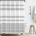 thumbnail image 1 of Black and White Shower Curtain Fabric Shower Curtain for Bathroom Modern Black Striped Shower Curtain Fall Waterproof in Bath 70x72 inches Long Shower Curtains Set with Curtain Hooks, 1 of 6