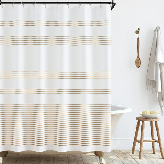 Black and White Shower Curtain Fabric Shower Curtain for Bathroom Modern Black Striped Shower Curtain Fall Waterproof in Bath 72x72 inches Long Shower Curtains Set with Curtain Hooks