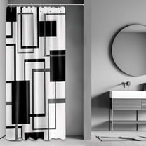 Black and White Shower Curtain Geometric Shower Curtains for Mens Bathroom Decor Black White and Grey Bath Curtain Set, Waterproof Cloth Fabric with Hooks 36x72 inch