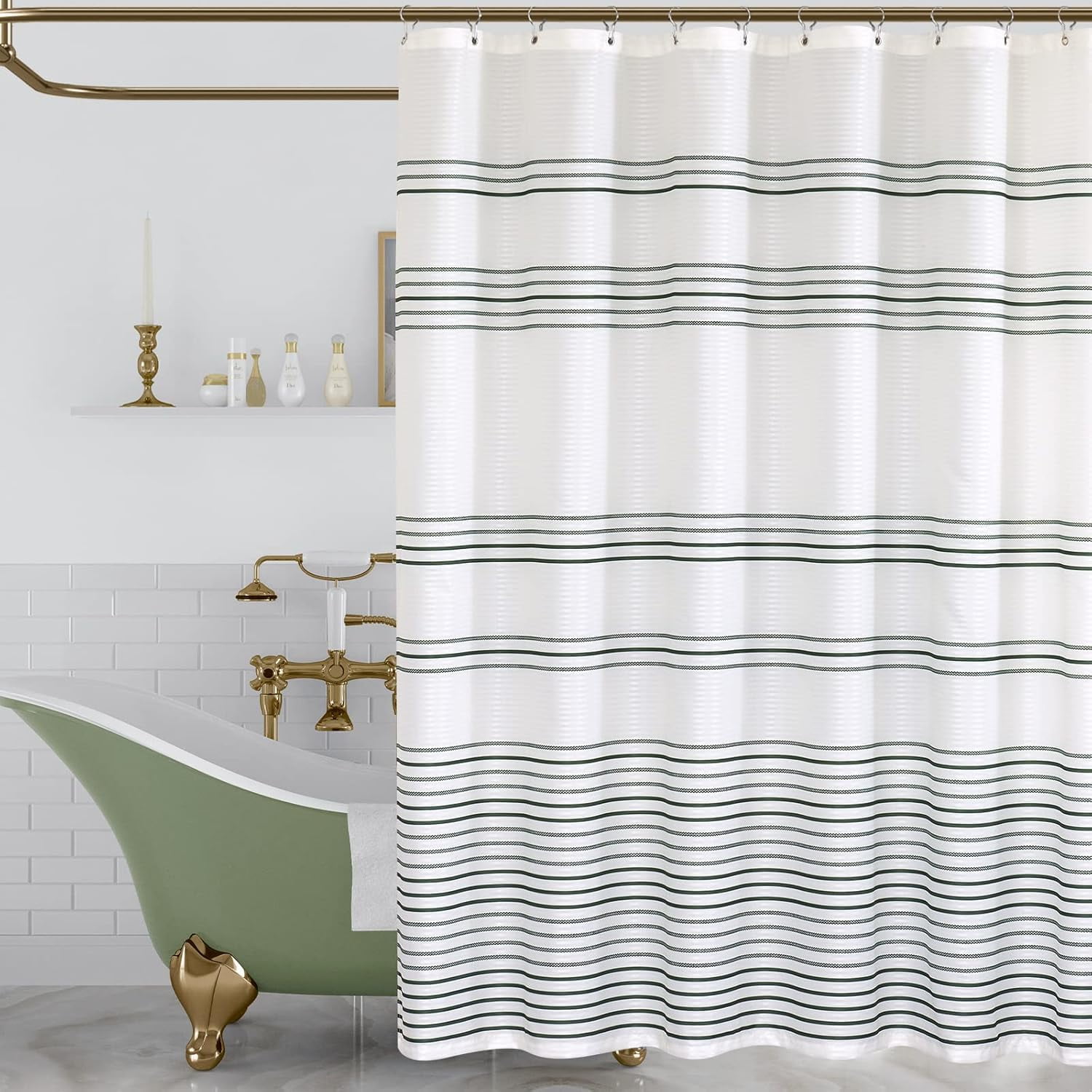 Black and White Shower Curtain Modern Ticking Striped Shower Curtains