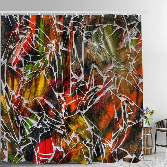 Black White Shower Curtain,in Modern Abstract Style Black White Red Shower Curtain,Waterproof Fabric Shower Curtains for Bathroom with 72x72 inches.
