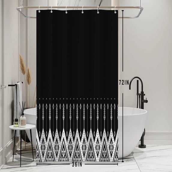Black and White Shower Curtains Boho Geometric Triangle Modern Stylish Simple Bathroom Decor Waterproof Polyester Fabric 36x72 Inch Shower Curtains Sets with Hooks