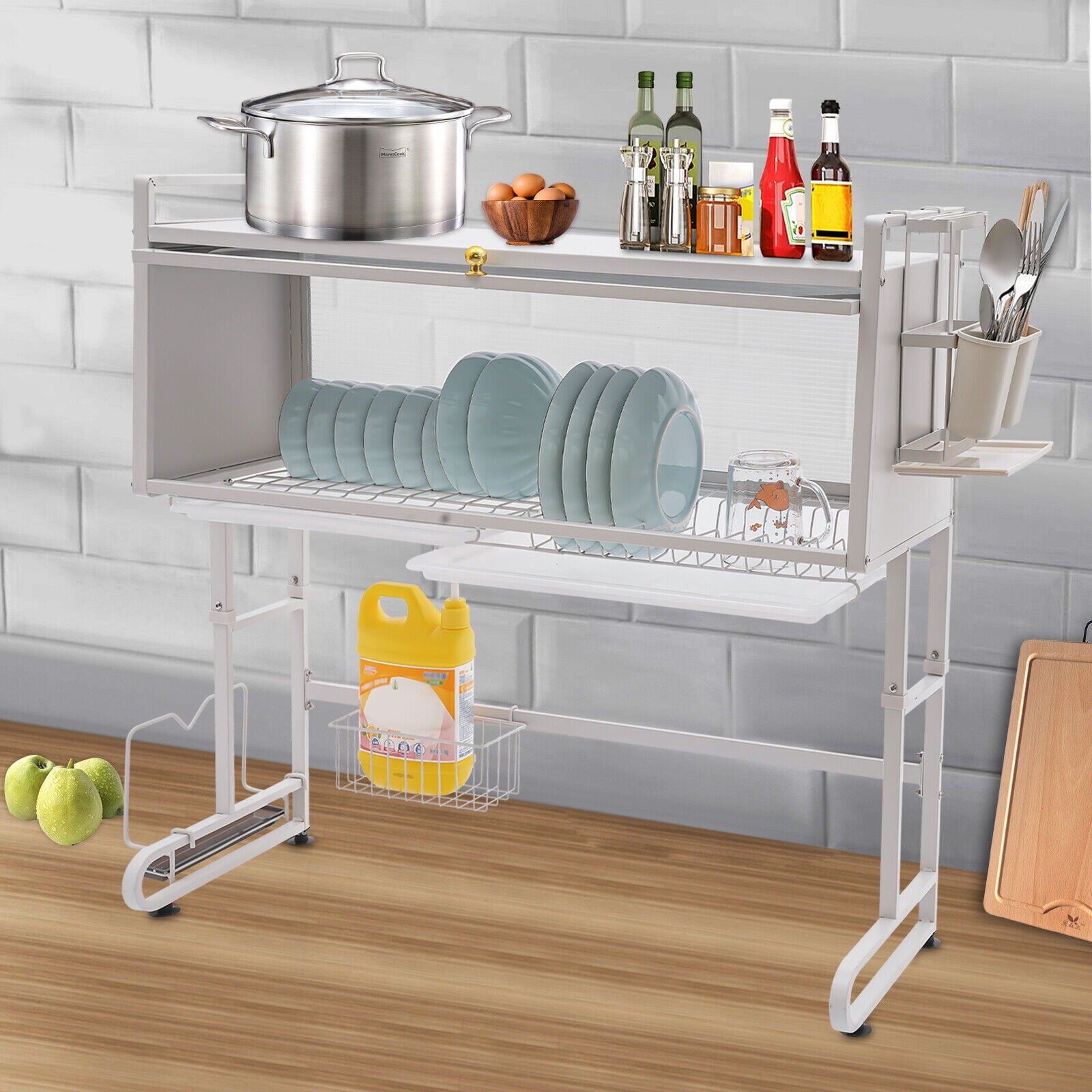 Black/White Sink Dish Drying Rack Dish Drainer Kitchen Organizer Dish ...