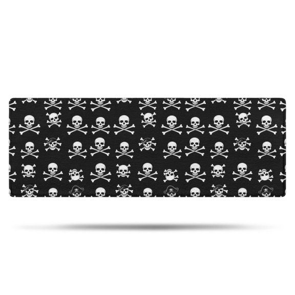 Black White Skull Cross Pattern Bathroom Rugs Mat,Non Slip Microfiber Bathroom Rug,Rubber Backing,Soft Bathroom Mats for Bathroom Floor,Tub and Shower,47x17in(120x43cm)