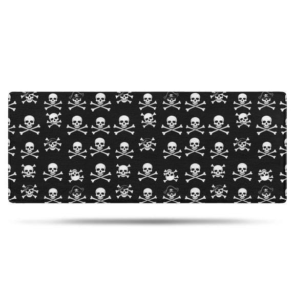 Black White Skull Cross Pattern Bathroom Rugs Mat,Non Slip Microfiber Bathroom Rug,Rubber Backing,Soft Bathroom Mats for Bathroom Floor,Tub and Shower,60x24in(150x60cm)