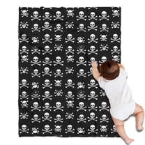 Black White Skull Cross Pattern Blanket,Comfortable Soft Flannel Throw Blanket,All Season,Warm Lightweight Blankets for Sofa Bed Couch Living Room Chair,30"x40"