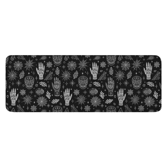 Black White Skull Hand Spider Pattern Kitchen Rug Mat,Kitchen Runner Rugs Non Skid Washable,Decorative Kitchen Floor Mats for Kitchen,Sink,Laundry,17"x47.2"