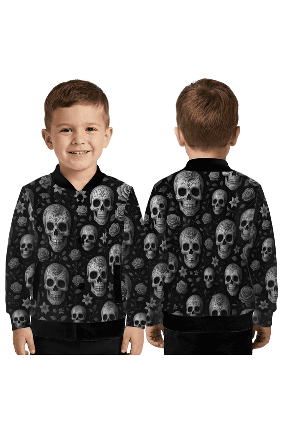 Black & White Skull Jacket – Gothic Skull Style Baseball Jacket , Dark Streetwear Skull Outerwear