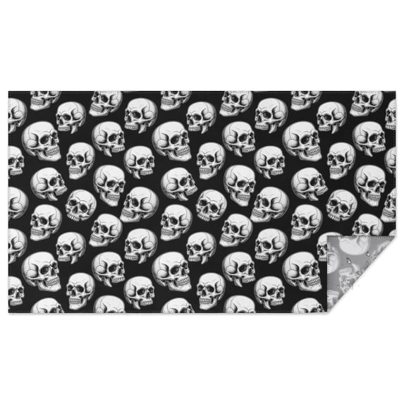 Black White Skull Pattern Rectangle Tablecloth 60"x102",Waterproof Polyester Rectangle Table Cloth, Wipeable Spillproof Polyester Tablecloth for Dining, Camping, Indoor and Outdoor