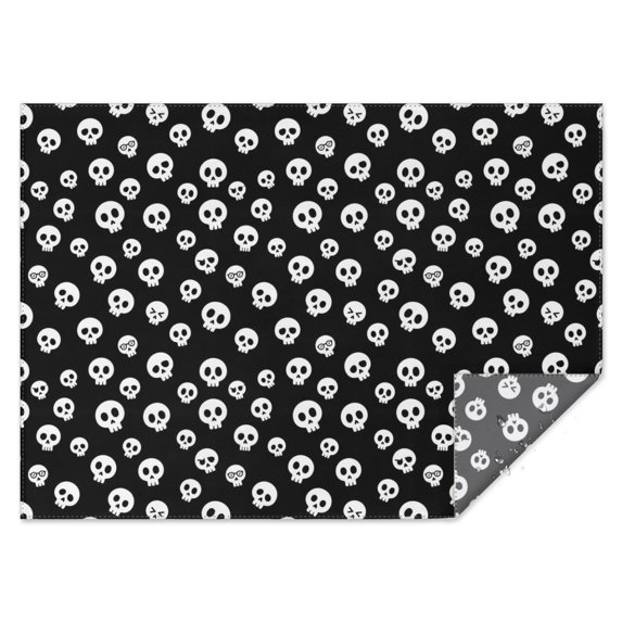Black White Skull Pattern Rectangle Tablecloth 60"x84",Waterproof Polyester Rectangle Table Cloth, Wipeable Spillproof Polyester Tablecloth for Dining, Camping, Indoor and Outdoor