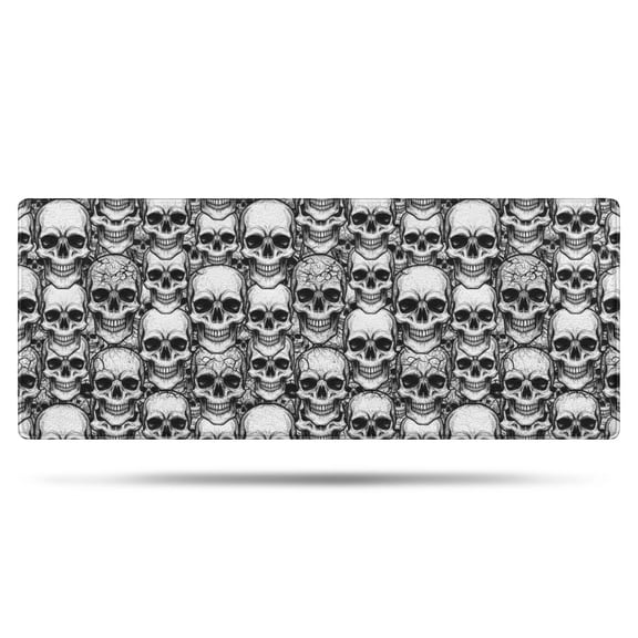 Black White Skull Stack Pattern Bathroom Rugs Mat,Non Slip Microfiber Bathroom Rug,Rubber Backing,Soft Bathroom Mats for Bathroom Floor,Tub and Shower,60x24in(150x60cm)
