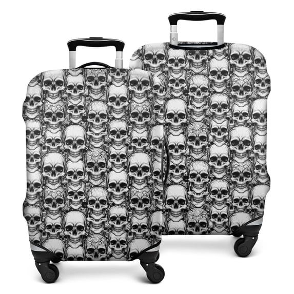 Black White Skull Stack Pattern Luggage Cover Fashion Suitcase Cover Baggage Covers Fit 25-28 Inch Luggage (Go Travel)