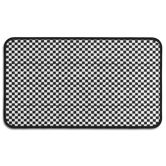 Black and White Small Checkered Pattern Door Rugs,Washable Non Slip Door Mats Indoor,Decorative Door Mats,Entry Mat Indoor for Entrance,Bedroom,Kitchen,Bathroom,30"x17"