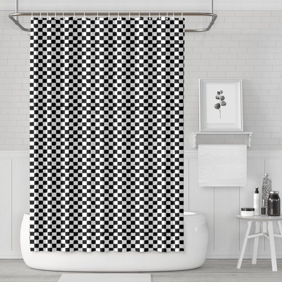 Black and White Small Checkered Pattern Shower Curtain 72"x72" ,Bathroom Decorative Shower Curtains Set with 12 Hooks,Modern Waterproof Washable Shower Curtain